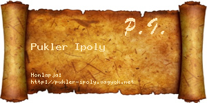 Pukler Ipoly névjegykártya
